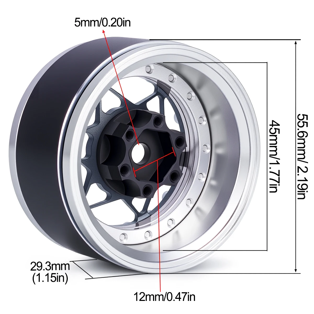 4Pcs CNC Aluminum 1.9 Beadlock Wheel Rim Hub for 1/10 RC Crawler Car TRX4 TRX6 Axial SCX10 Redcat Gen8 Upgrade Parts