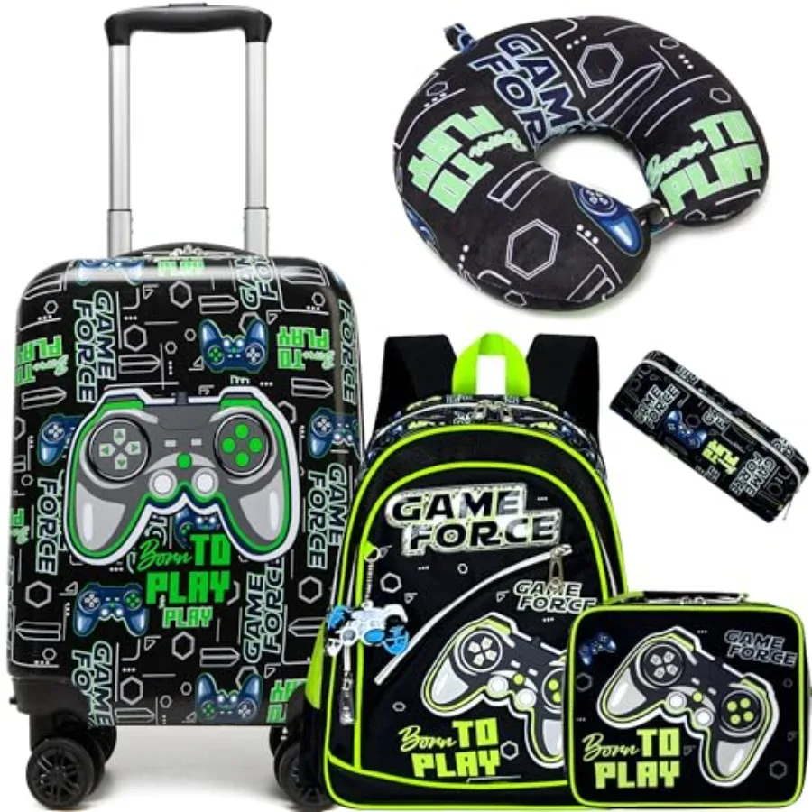 

Kid's Luggage Set 5 Pcs Suitcase Set 16'' Hardside Luggage with Spinner Wheels Girls Boys Carry on Luggage Travel Rolling Lugga