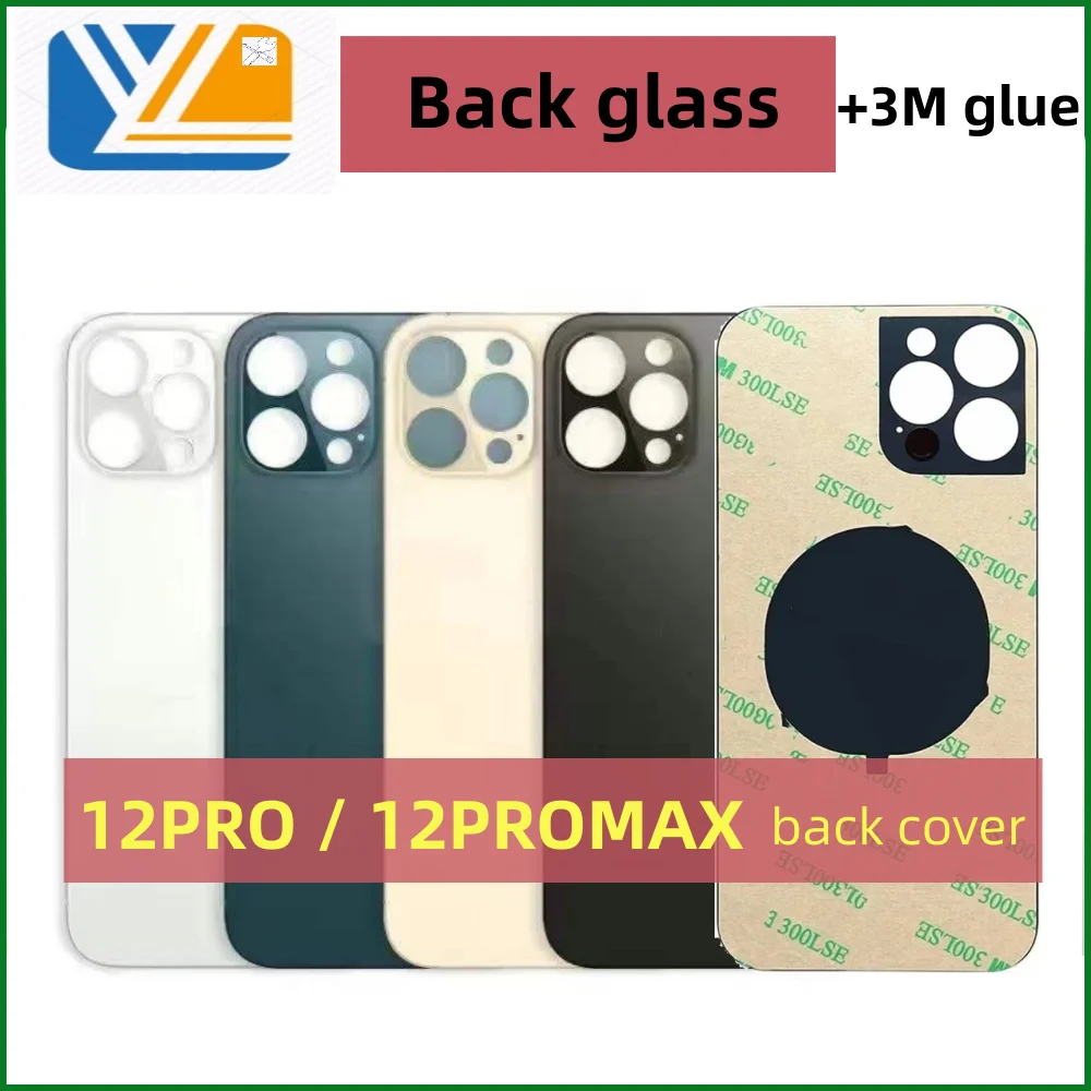 

Задняя крышка для iPhone 12 PRO 12PROMAX, задняя дверь с большим отверстием, стеклянная крышка батарейного отсека, корпус 12 PRO, запасная часть заднего стекла + лента 3 м