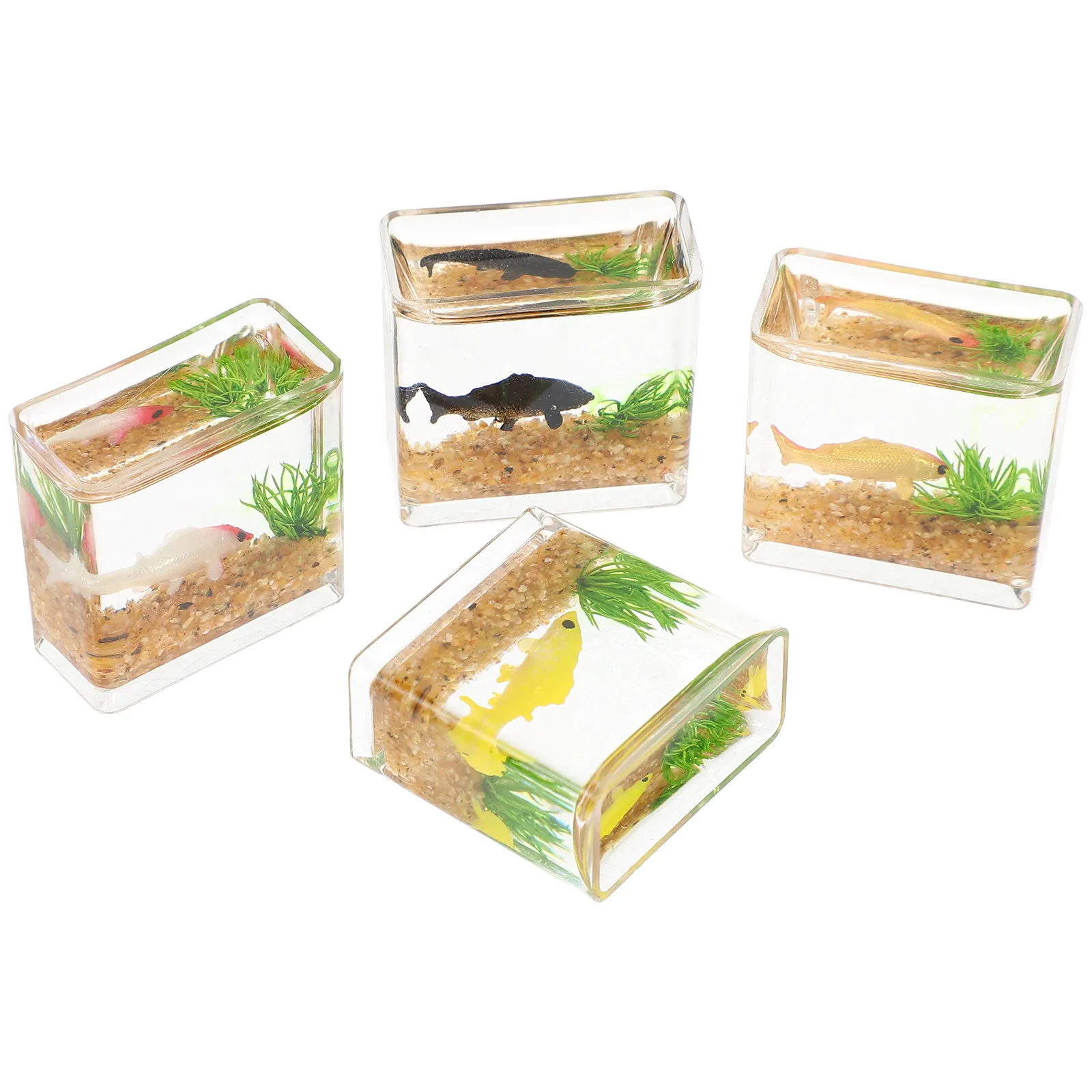

4Pcs Miniature Fish Tank Crafts Lifelike Tiny Aquariums Mini House Decoration Desk Shelf Fish Bowl Decor Mini House Decoration