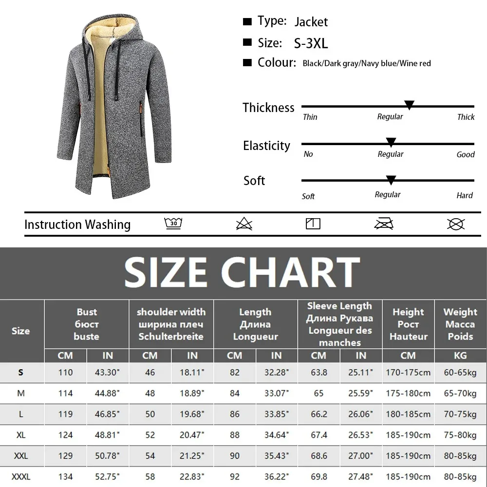 Winter männer Verdickte Hoodies Jacke Im Freien Warm Zipper Langarm Sweatshirts Strickjacke Streetwear Einfarbig Tops Mantel – Detail 1
