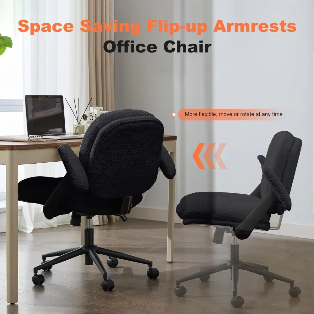 chaise croisée avec accoudoirs rabattables, chaise de bureau à pieds croisés avec roulettes, chaise pivotante confortable avec siège large pour bureau à domicile