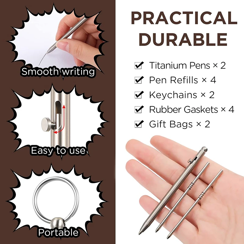 Mini penna in titanio EDC gadget personalità penna firma creativa portatile strumenti di scrittura di emergenza da viaggio all'aperto portachiavi EDC