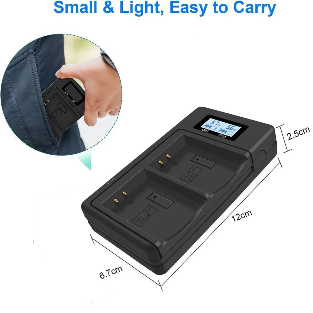 شاحن بطارية مزدوج لكانون eos m200 m100 m50 ii m10 m2 m/rebel sl1 ، 100d powershot sx70 hs ، kiss m