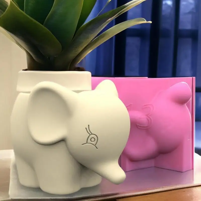 3D Animal Flower Pot para Home Decor, Molde De Silicone, Plantador Suculento, Molde De Concreto, Elefante Molde De Concreto, DIY Pen Holder