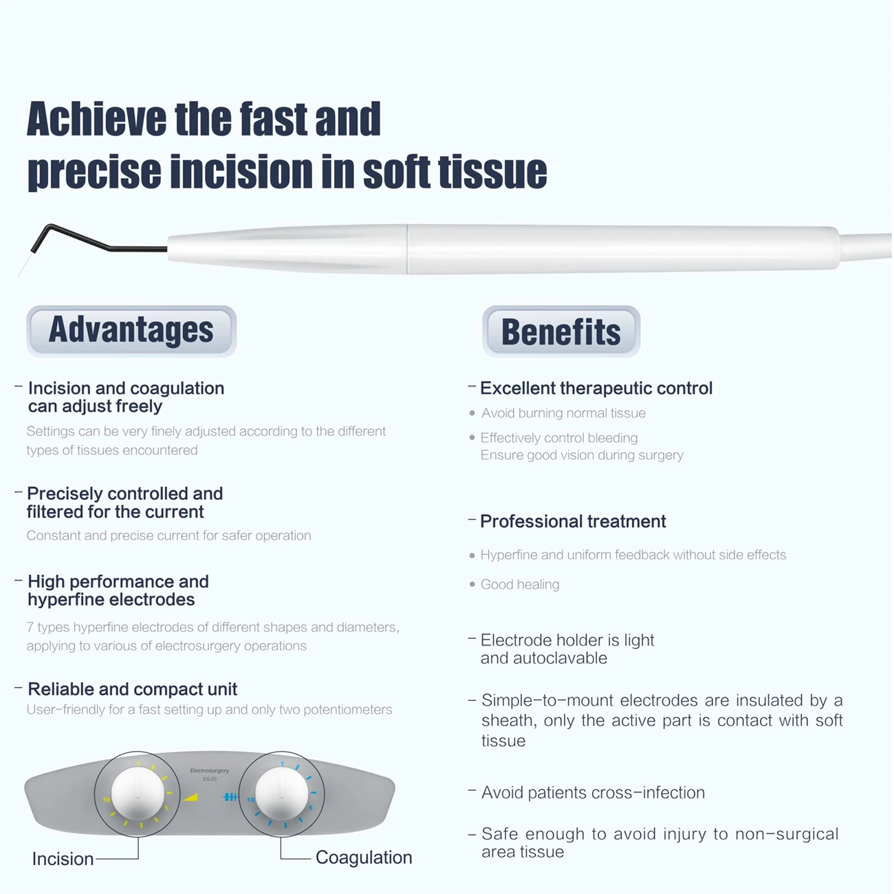 Dental Portable Dental Electrosurgical Unit ES-20 Electric Surgical Scalpel with 7 Types hyperfine Electrodes efficient use