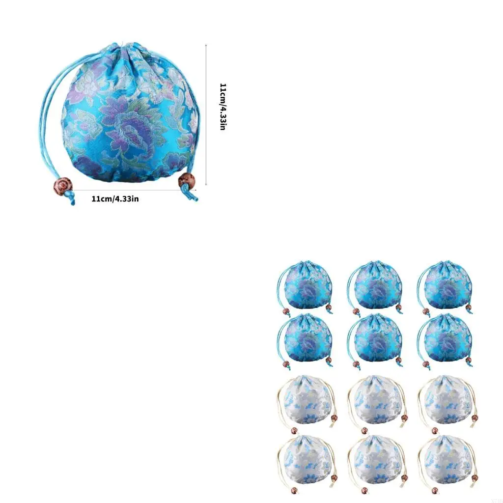 

12 Pieces Drawstring Bags Stylish Jewelry Organizers for Earrings Rings Travel Accessories Storage Container