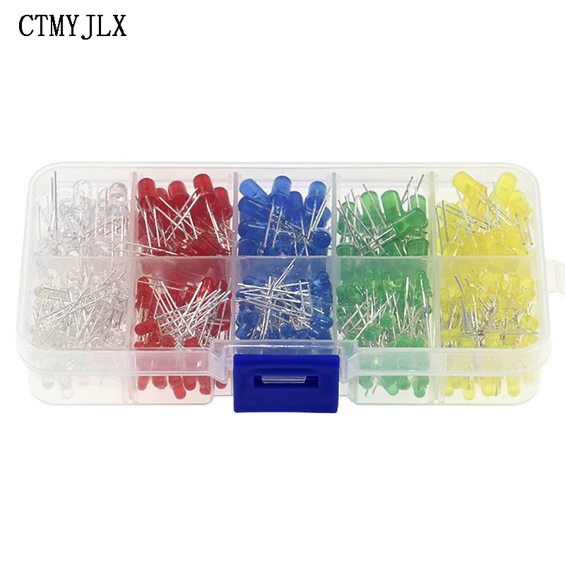 375pcs 3MM 5MM LED Light Emitting Diode Beads Lights Kits Bulb Lamp 5Colors Red White Yellow Green Blue LED Light Emitting Diode