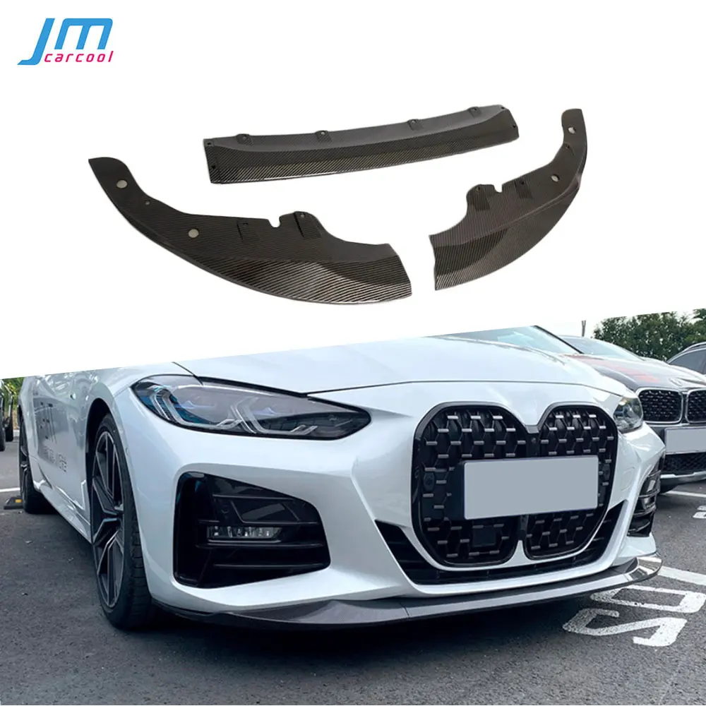 

Front Bumper Lip Spoiler Splitters For BMW 4 Series G22 G23 M Sport 2020+ 3Pcs Bumper Chin Carbon Fiber Car Accessories 2 Styles