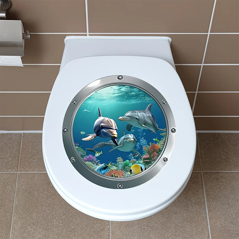 NEW Underwater World Toilet Sticker Ocean Animals Wall Sticker Self-Adhesive Removable Waterproof Bathroom Decals Home Decor