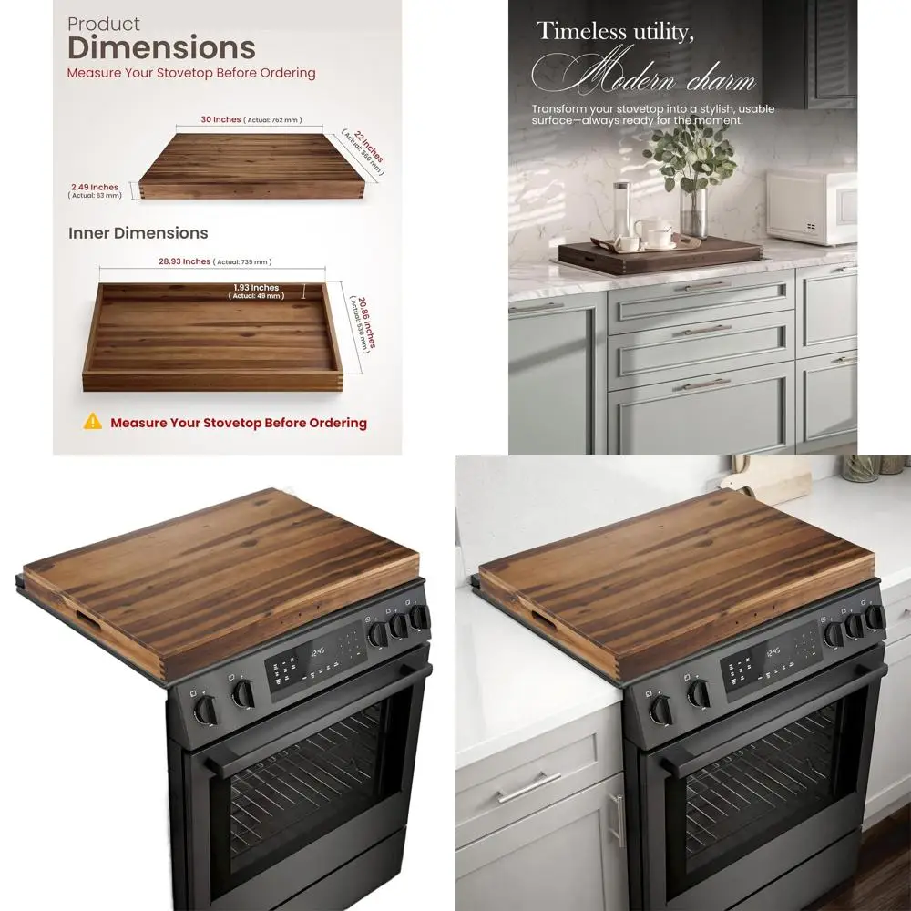 

Acacia Wood Noodle Board - 30x22 Electric Stove Cover, 28.9x20.8 Inner, Gas Burner & Sink Counter Space Saver (Walnut, XL)