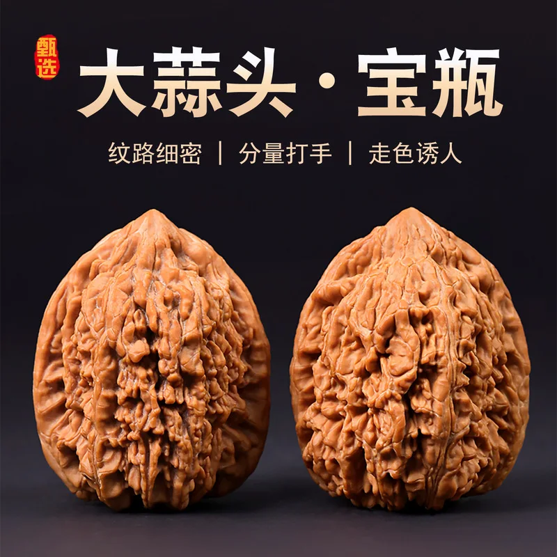 Natural garlic-shaped walnut a treasure from a small well-preserved specimen with a dense intricate grain pattern hard textu
