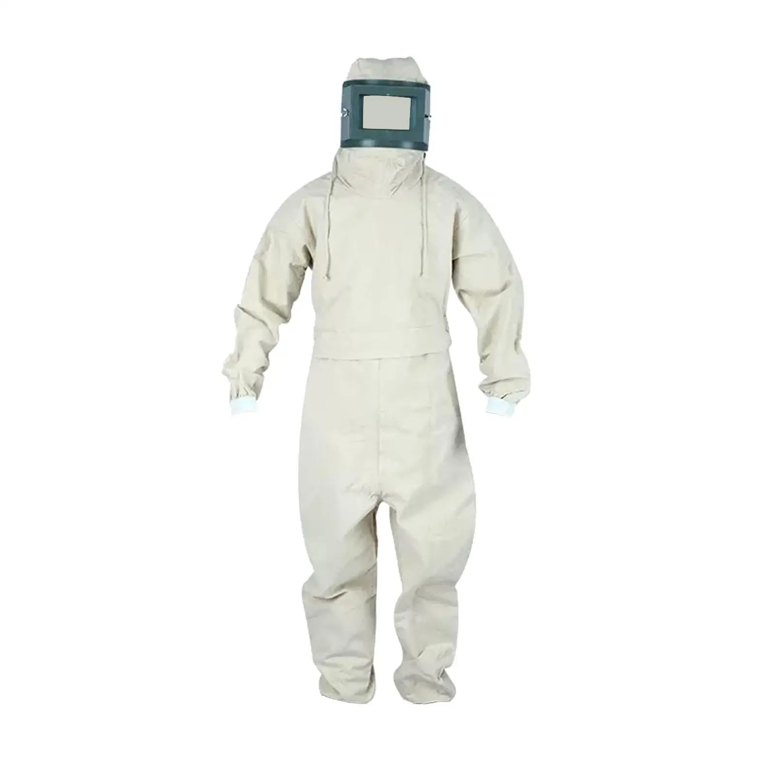 Work Protection Bodysuit with Hood Sand Blasting Suit for Men Breathable Polyester Full Coverage Elastic Cuff Sturdy Work Safety