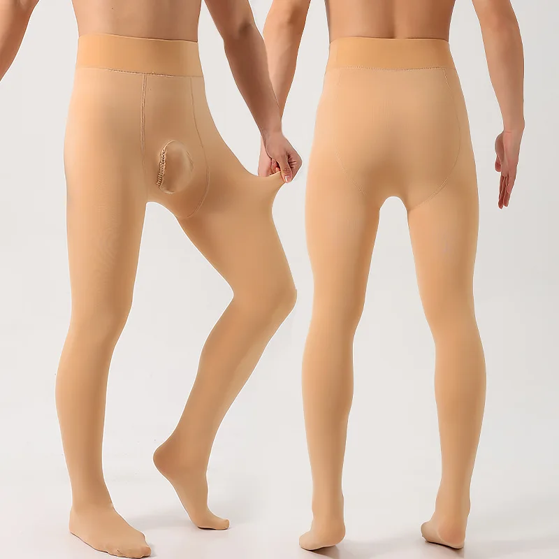 

Stockings plus Size Men's Leggings Socks Fleece-lined Thickened Waist Support Autumn and Winter Warm Flesh Color Superb Fleshcol