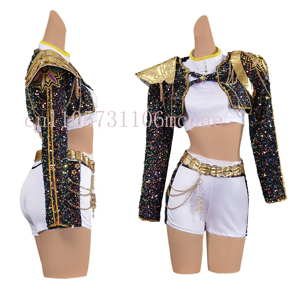 فانتازيا هنتركس رومي تأثيري الفتيات الملابس الذهبية الكرتون شيطان هنتر Disfraz زي 6 إلى 14 سنة الخيال حفلة الهالوين #3