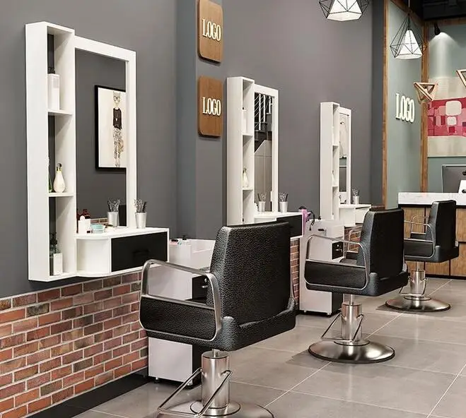 Barber shop mirror platform net red hair salon integrated mirror cabinet hair salon mirror hot dyeing special mirror