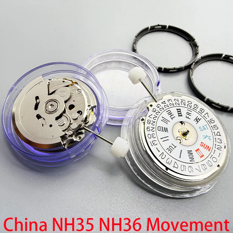 China NH35 NH36 Mechanical Movement with Movement Holder Alternative Japanese NH35 NH36 movement High Accuracy NH35/36Watch Movt