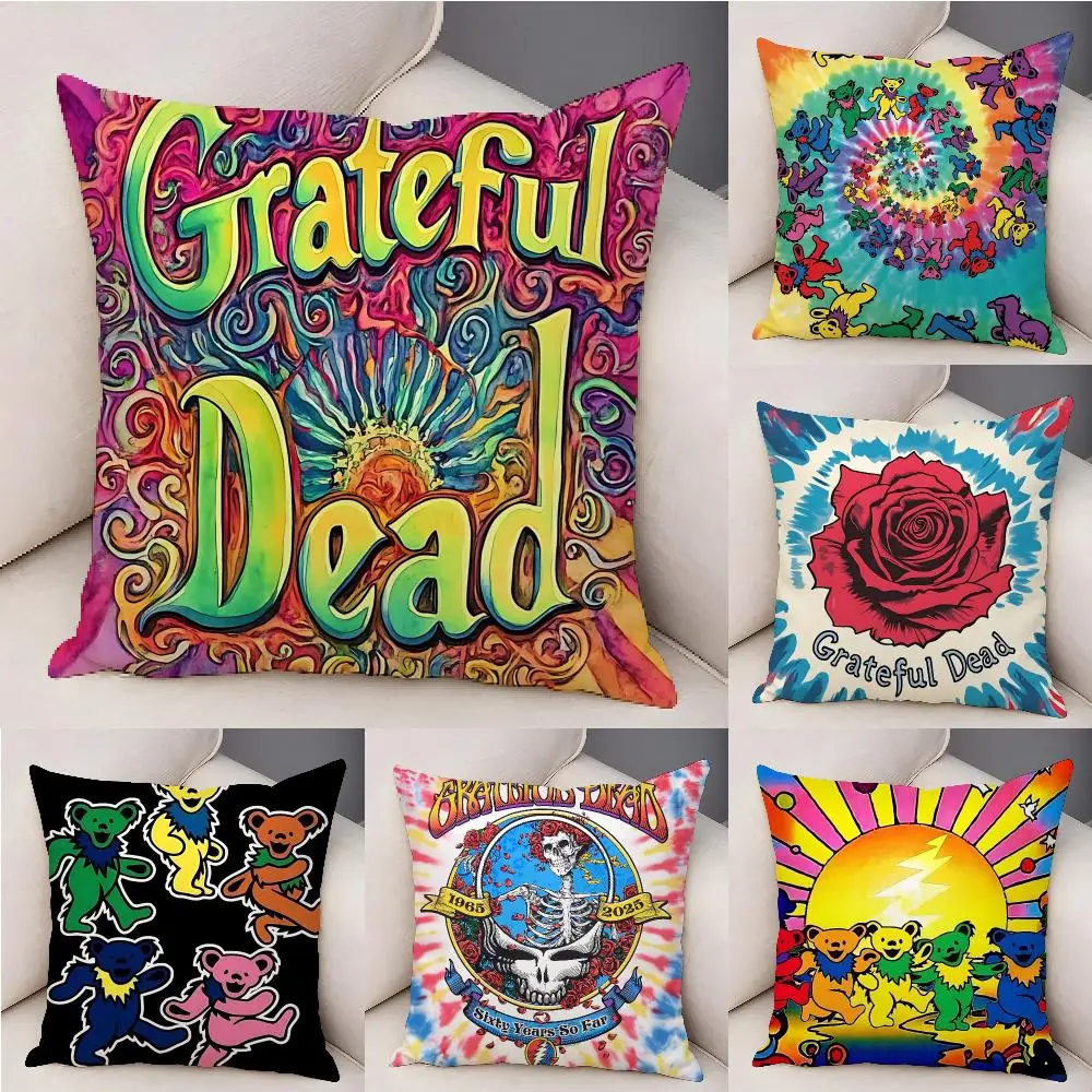 Hot Classic Band G-Grateful D-Dead Cushion Cover Plush Decorative Pillow Case With Hidden Zipper Fashion Room Decor For Home