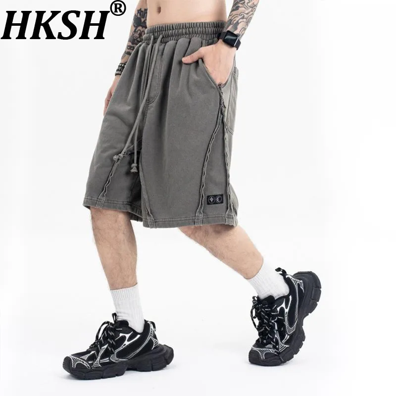 

HKSH 2025 Spring Summer Autumn New Men Tide Punk Washed Vintage Sports Shorts Versatile Loose Fit Cotton Chic Ins Capris HK14441