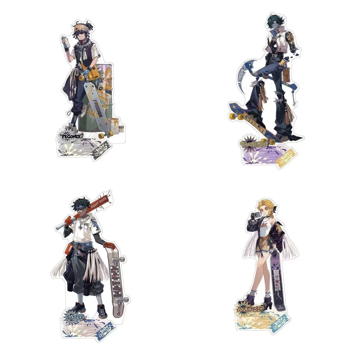 Identity Ⅴ Figures Luca Balsa Ganji Gupta Skateboarding Style Acrylic Stands fools gold Model Keychains Exquisite Decor Prop