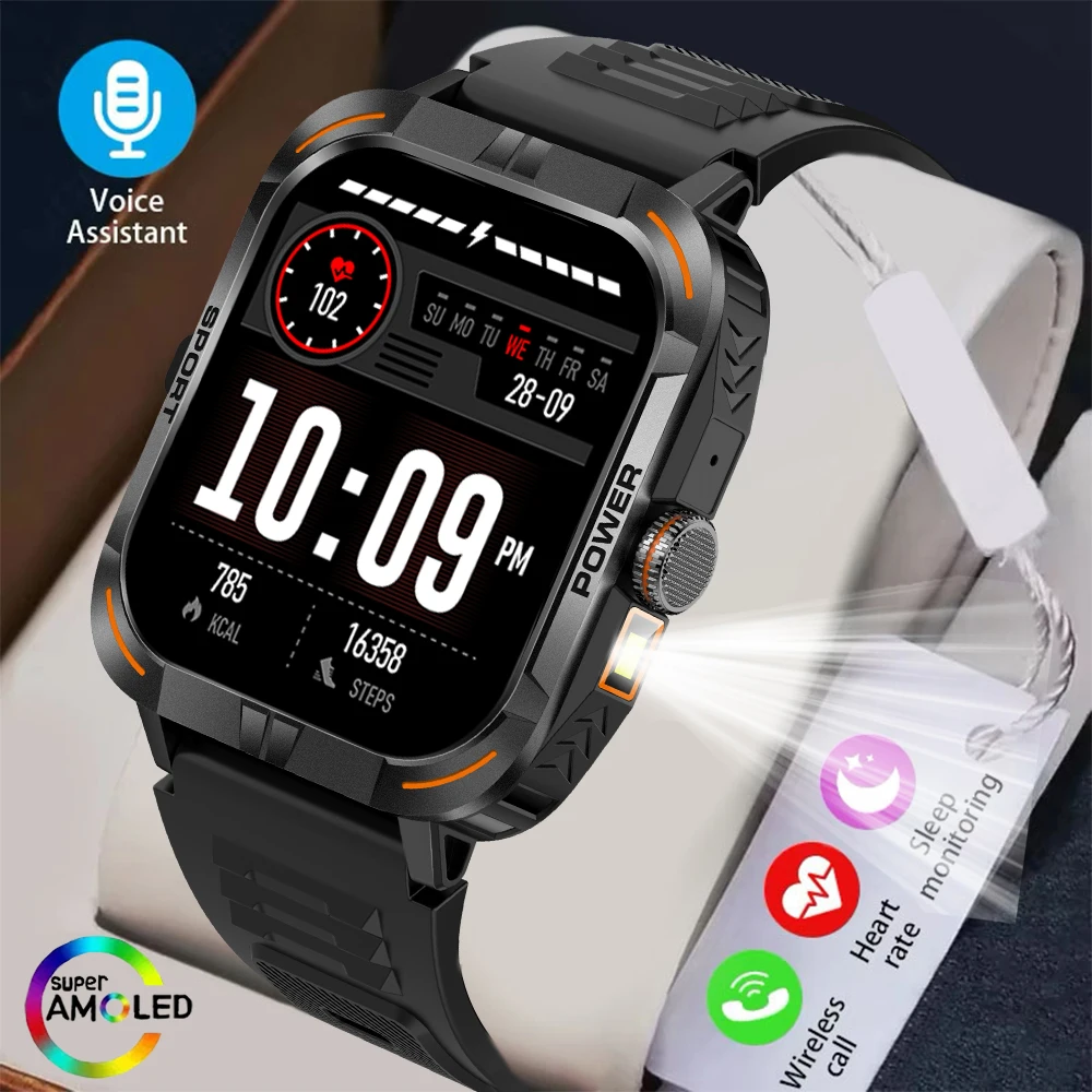 

GEJIAN Новый светодиодный фонарик Смарт-часы HD Bluetooth Вызов AMOLED Полноэкранный сенсорный Профессиональные спортивные умные часы 2025