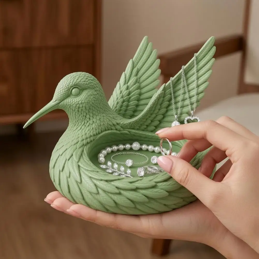 Jewelry Storage Tray 3d Printed Hummingbird Jewelry Tray Decorative Trinket Dish Rings Earrings Necklaces Organizer for Table