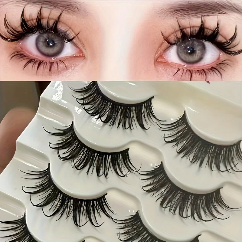 5 pairs of blooming false eyelashes, thick and naturally slender false eyelashes, reusable eyelash extensions, easy to wear and