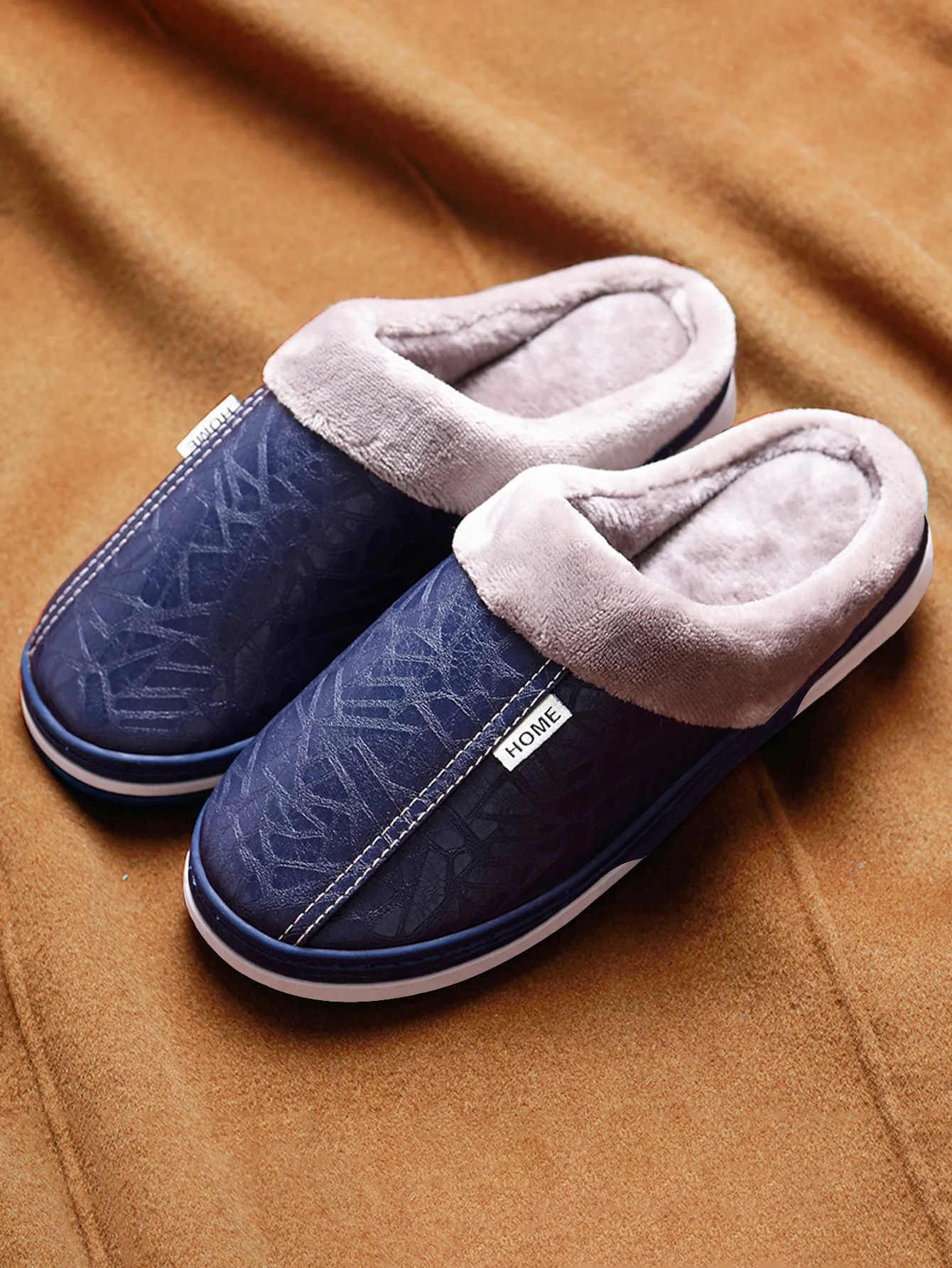 

Pmoiste Soft PU Flu водонепроницаемые домашние тапочки мужские дизайнерские роскошные удобные теплые туфли для гостиной зимние домашние тапочки без шнуровки