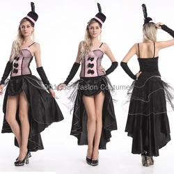 XL XXXL Ladies Burlesque Costume Saloon Girl Fancy Dress Women Pink Dance Showgirl Halloween Fancy Dress  full outfit