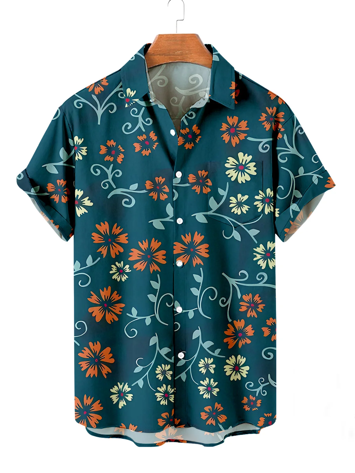 Summer Men's Flower Hawaiian Shirts Casual Vacation Short Sleeve Shirts Collar Button Up Shirts Fashion Steetwear For Mens