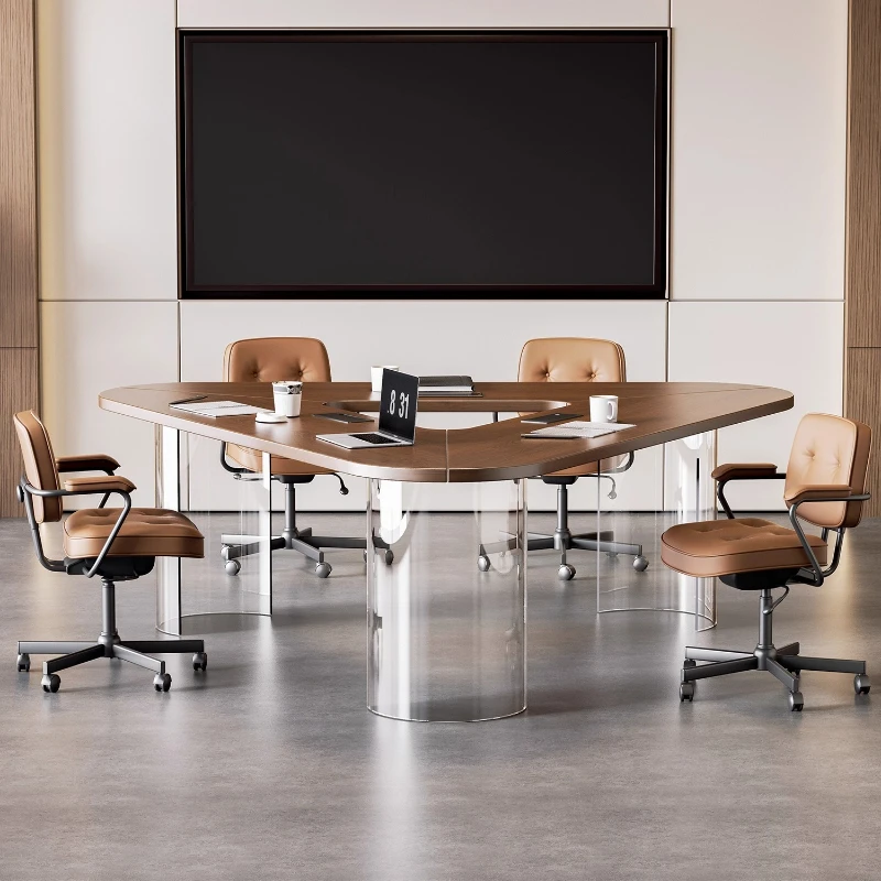 Modern solid wood triangle negotiation table conference table conference room tables Office Furniture luxury meeting tables desk
