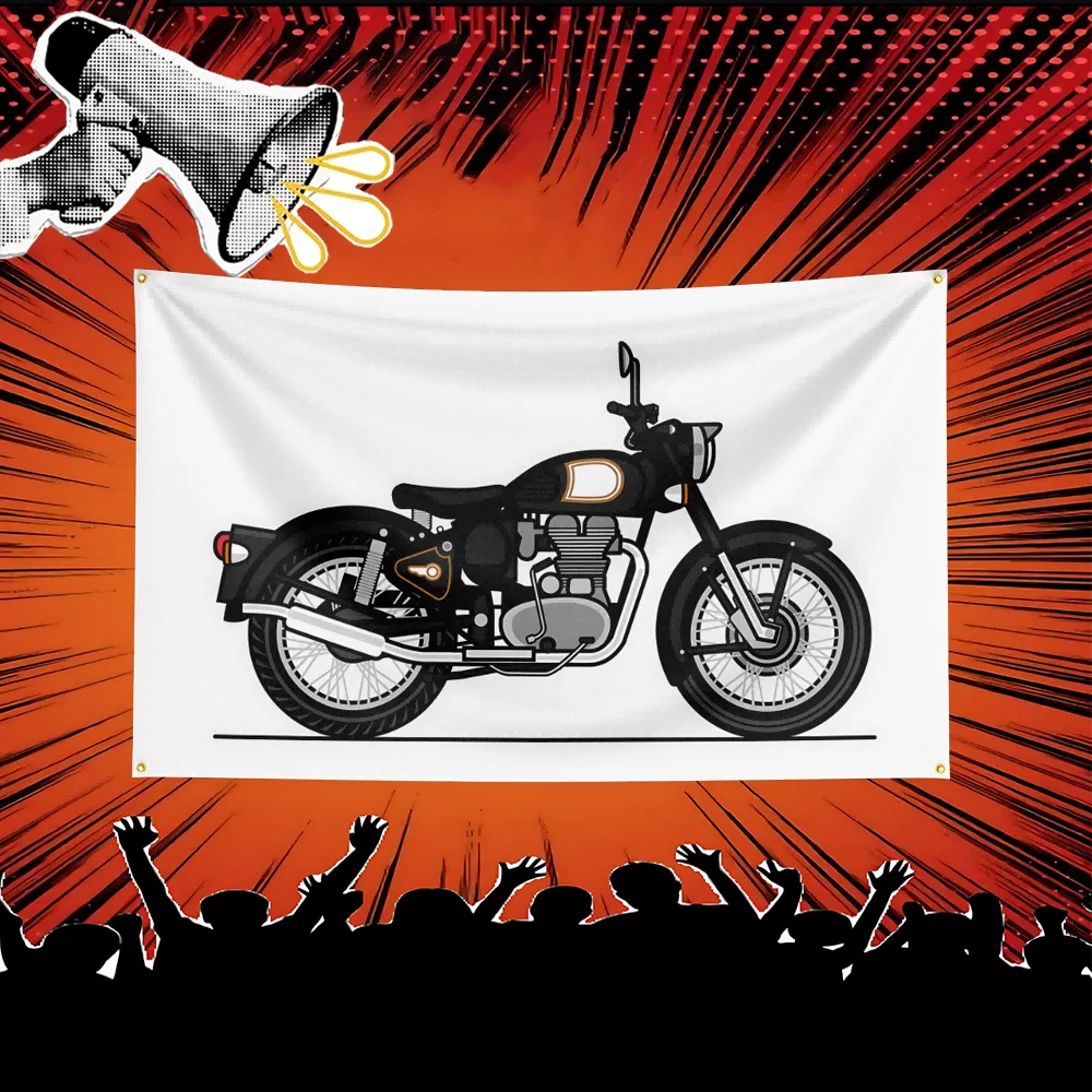 Royal enfield Motorcycle Flag 3x5 FT Polyester Banner For Garage Man Cave Wall Decor Biker Gift