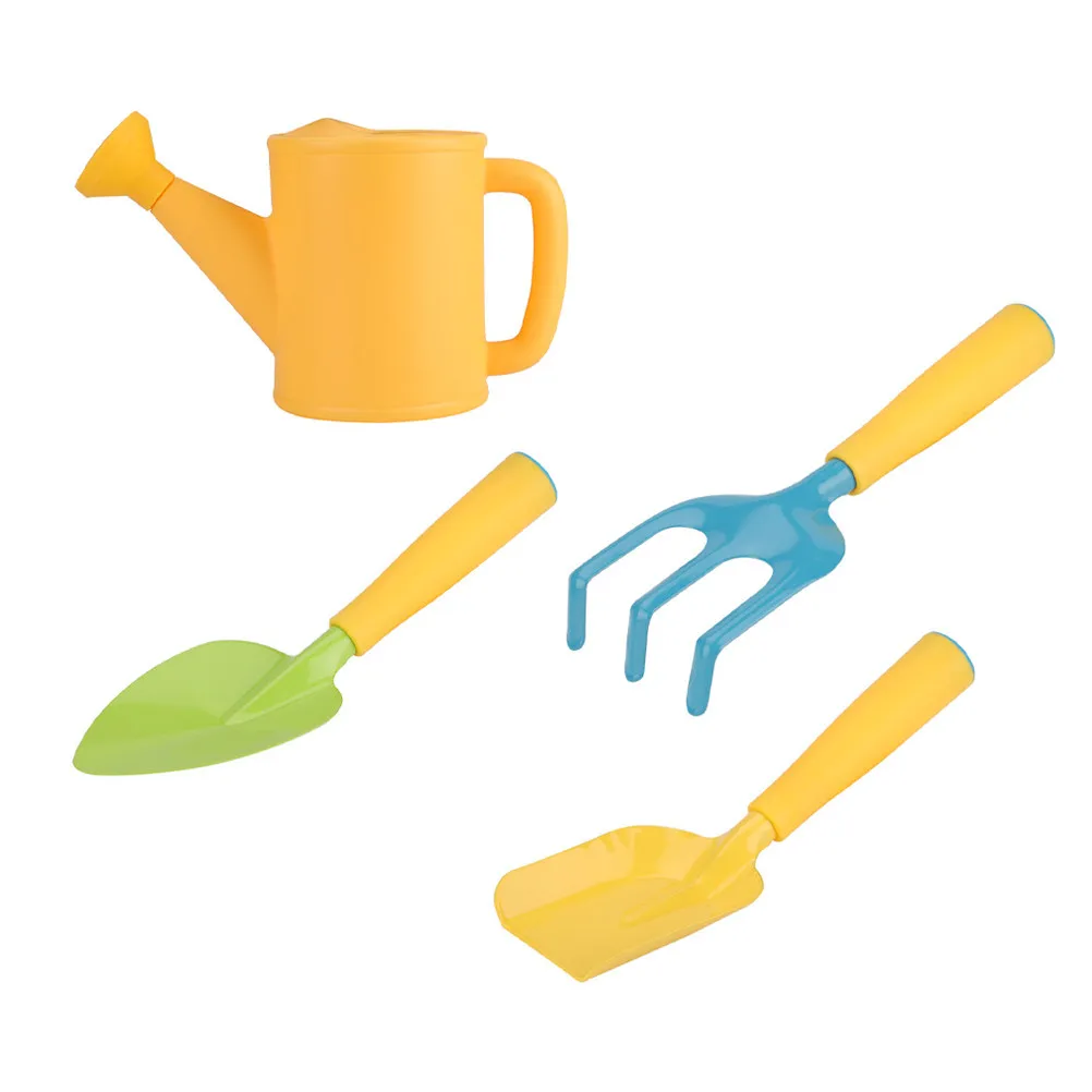 4Pcs Children Planting Tools Set Mini Gardening Shovels Rake Watering Can Safe Lightweight Garden Hand Tools for Kids Family