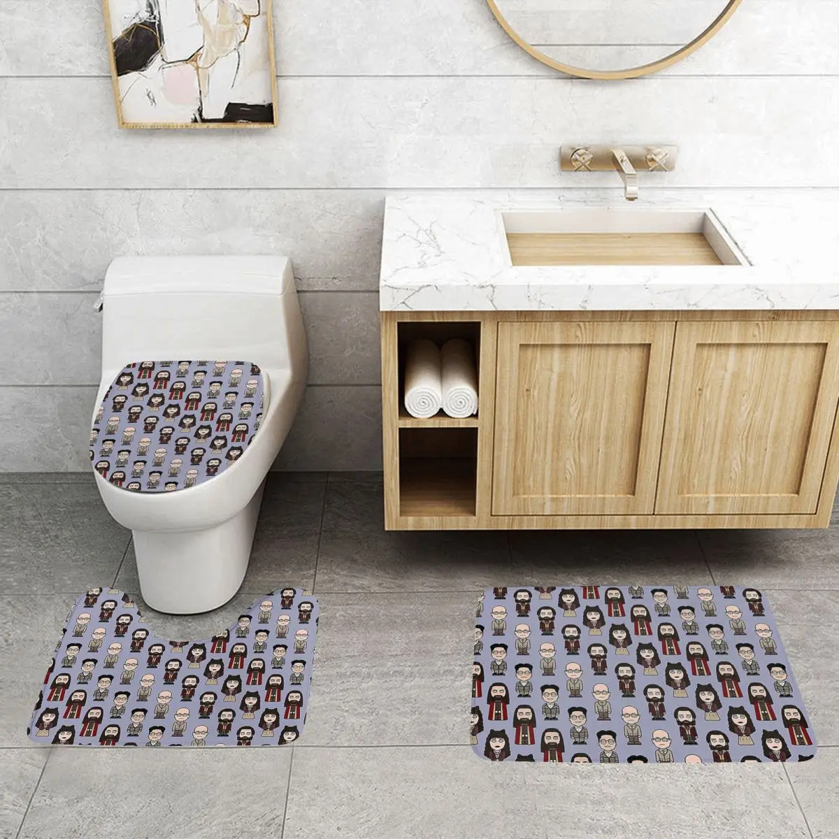 

Team What We Do In The Shadows 3-х шт. Коврик для ванной Набор для ванной комнаты Крышка унитаза Домашний декор Нескользящий ковер Напольный коврик