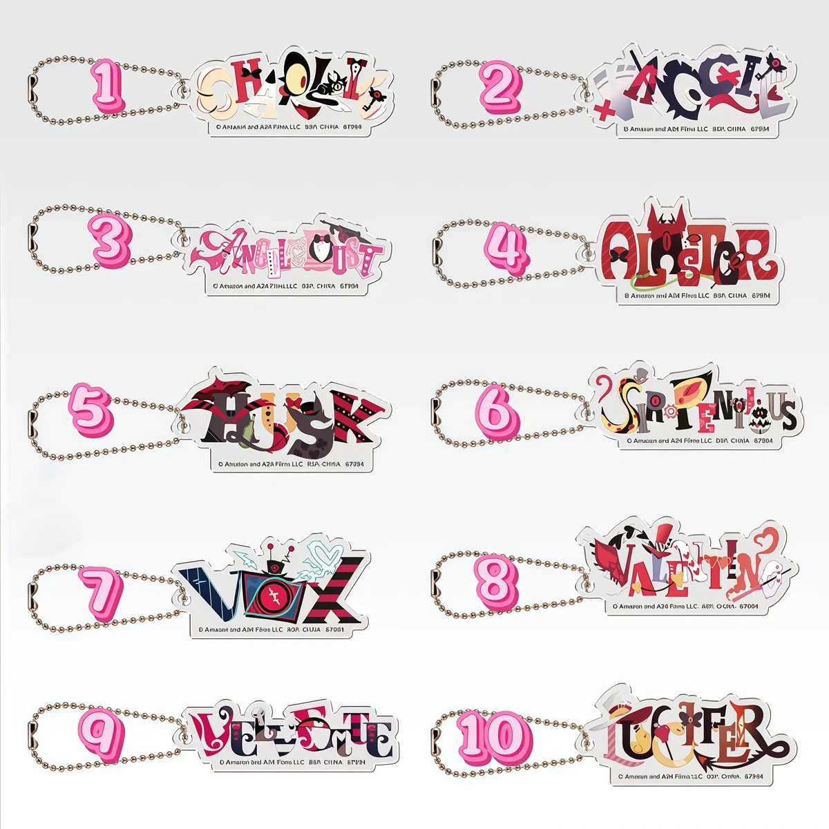 Leuke Cartoon Hazbin Hotel Brief Logo Karakters Creatieve Acryl Sleutelhanger Anime Tas Rugzak Hanger Geschenktasje Pakket Ornamenten