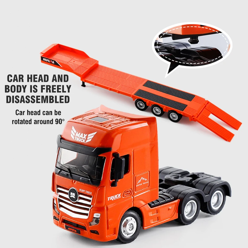 Huina 1:50 Diecast Truck Model Car Trailer Flatbed Oil Tank Static Simulation Engineering Vehicle Alloy Model Kids Collectables