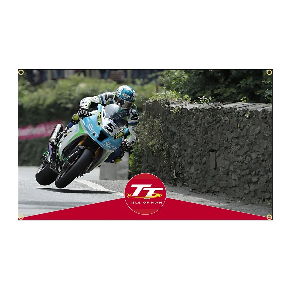Isle Of Man TT Flag Polyester Digital Printing Racing Banner for Garage Wall Art Out Door Decoration