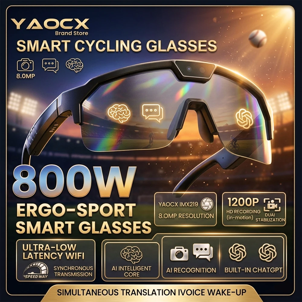 

800W HD Otdoor Shooting Smart Glasses 1200P Video Recording AI Assistant Dual Microphone Noise Reduction Sports Smart Glasses