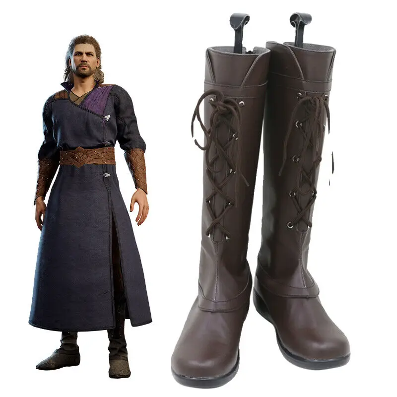 Game Baldur's Gate 3 BG3 Gate 3 Gale Dekarios Cosplay Shoes Default Brown Boots Props Halloween Party Role Play Custom Made