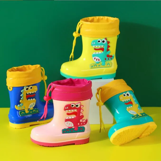 2022 New Cartoon Cute Dinosaur Children Rain Shoes for Boys Girls Waterproof EVA Rubber Non Slip Toddler Kids Rain Boots