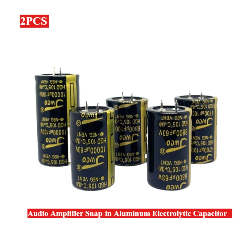 2pcs Audio Amplifier Snap-in Aluminum Electrolytic Capacitor 63V 100V 4700uF 6800uF 10000uF