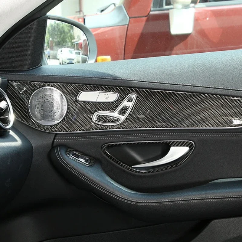 

Soft Carbon Fiber Car Inside Doors Decoration Panel Cover Trim Sticker For Mercedes Benz C Class GLC W205 14-20 Car Accessories