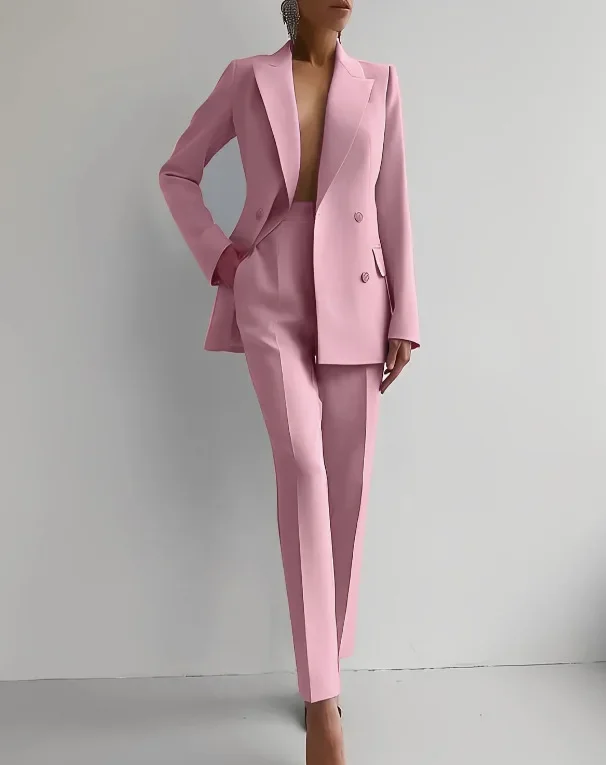 

BWQ Elegant Blazer Suit and Wide Leg Pants Two 2 Piece Sets Outfits for Women 2024 Classic OL Work Street Outfit Tracksuit