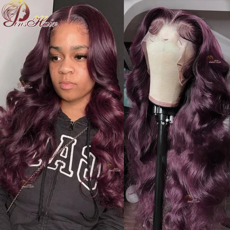 Burgundy Body Wave Lace Front Human Hair Wigs Pre Plucked 13X4 Lace Frontal Wigs Human Hair for Women Remy Colored Lace Wigs 180