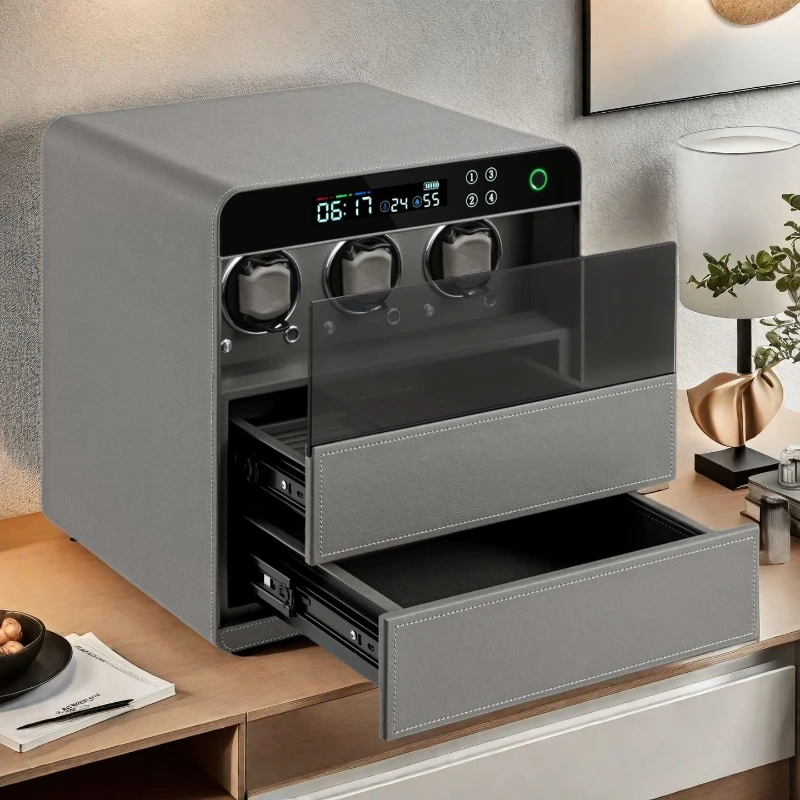 

Office Smart Fingerprint Leather Drawer Watch Shaker Anti-theft Safe Home Safe Jewelry