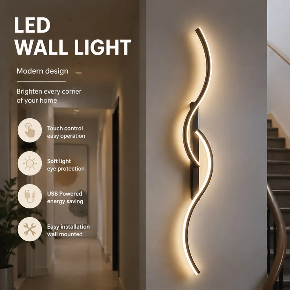 LED Rechargeable Wall Light New Remote Control Wiring Free 60/80cm For Living Room Bedroom Corridor Hotel Interior Decor Lights