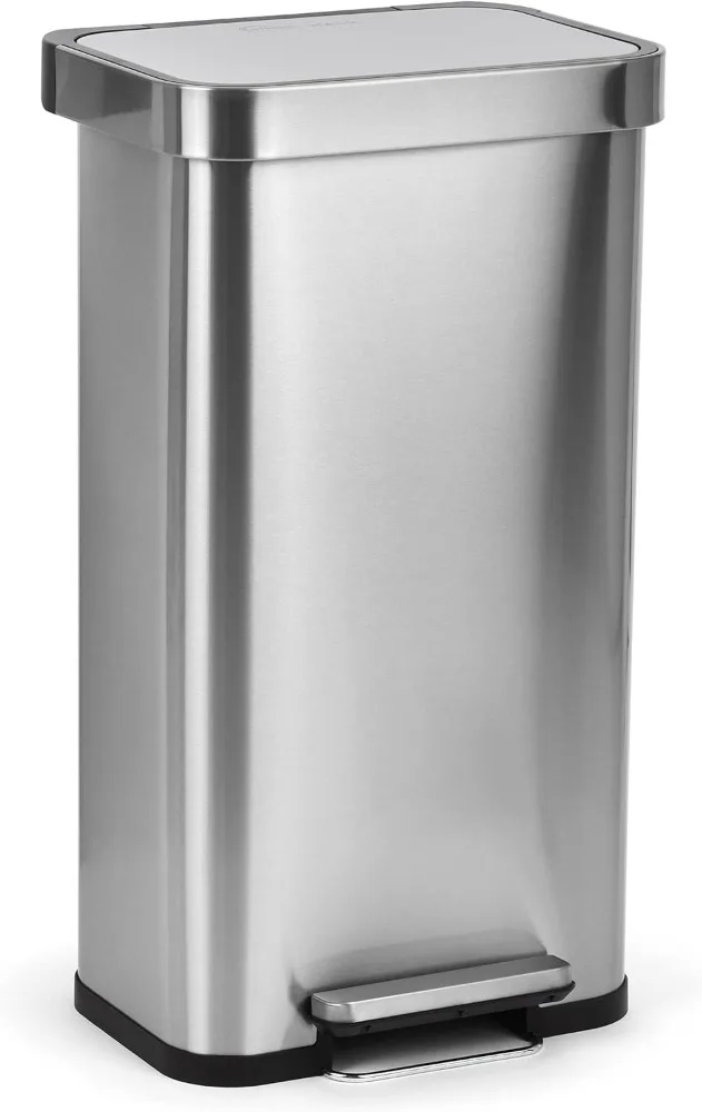 

SIMPLI-MAGIC 50 Liter Soft-Close, Smudge Resistant Trash Can with Foot Pedal and Built in Filter-Stainless Steel, Sleek Finish