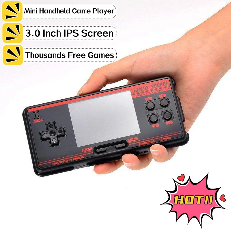 FC3000 V2 Classic Retro Handheld Game Console 16GB 5000+ Games 3.0 Inch IPS Screen Mini Video Game Player For MAME Arcade Gaming