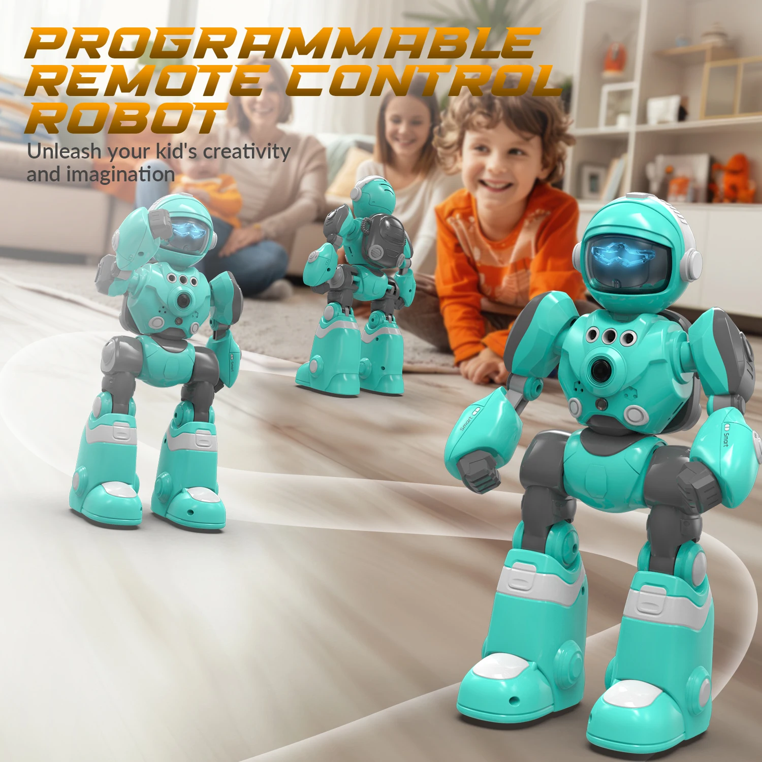 STEMTRON Robot Giocattoli per Bambini Robot telecomandato programmabile con funzione vocale di registrazione magica, rilevamento intelligente dei gesti