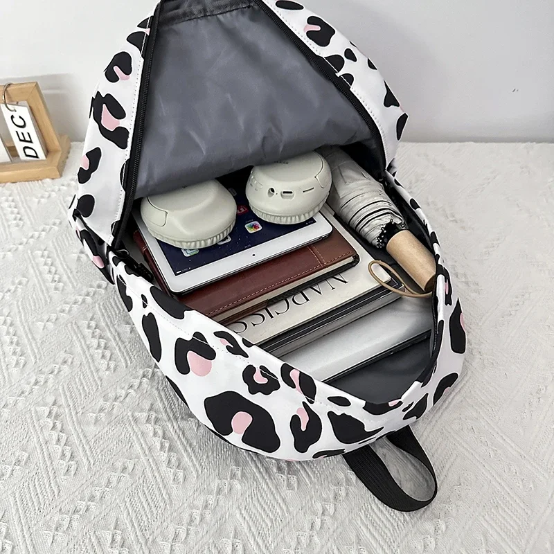 Fashion School Backpack for Young Women Cow Dot Print Small Travel Viral Backpack Youth School Backpack Waterproof School Bag